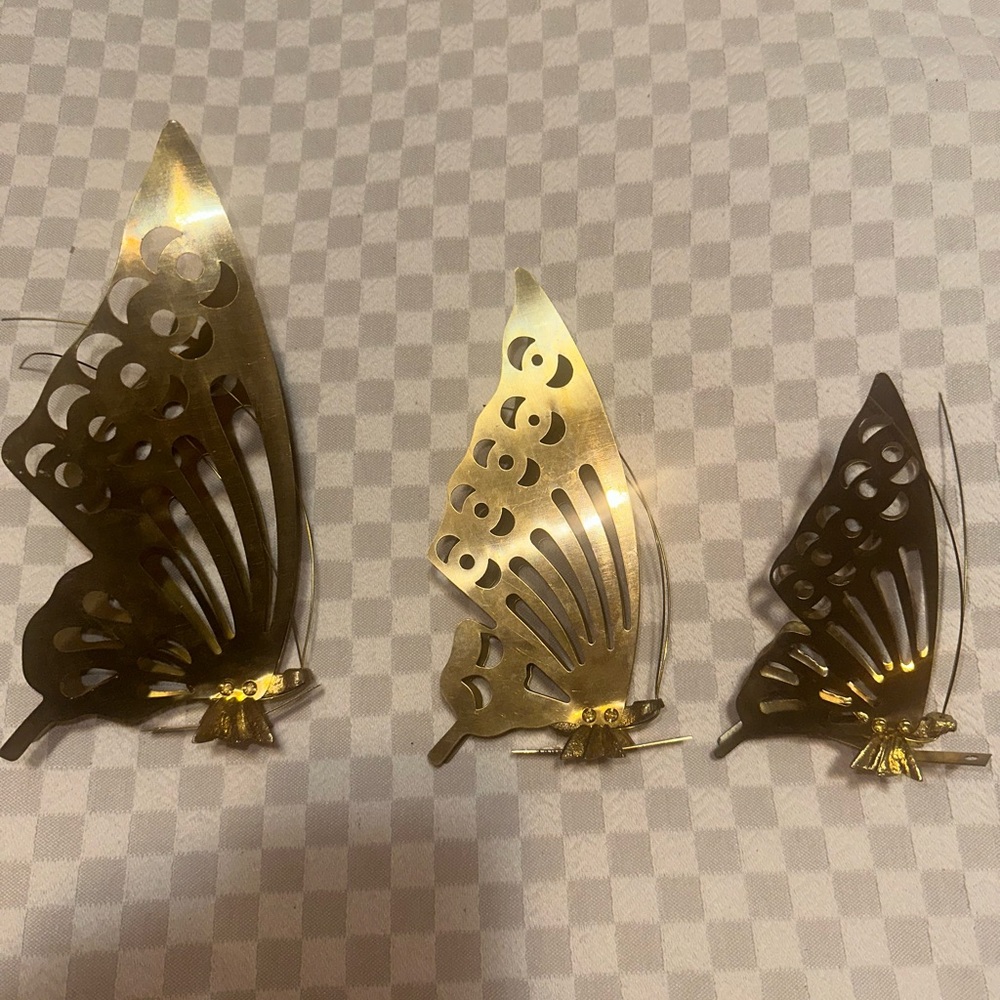Solid Brass MCM Gold Butterfly Wall Decor